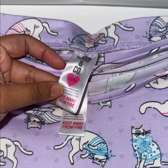 Sleep & Co Purple Cat Print sleep set M NWT - Picture 7 of 8